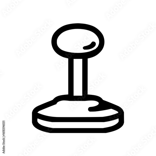 Illustration of a simple black and white gear shift lever with a round knob and a curved base design element