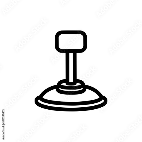 A simple line drawing of a plunger with a rectangular handle and a rounded base on a white background