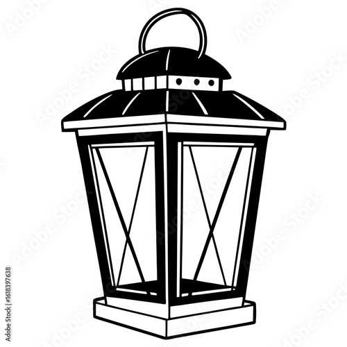 Classic lantern with geometric panes silhouette