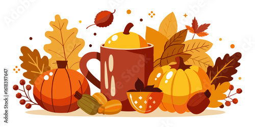 autumn still life with pumpkin