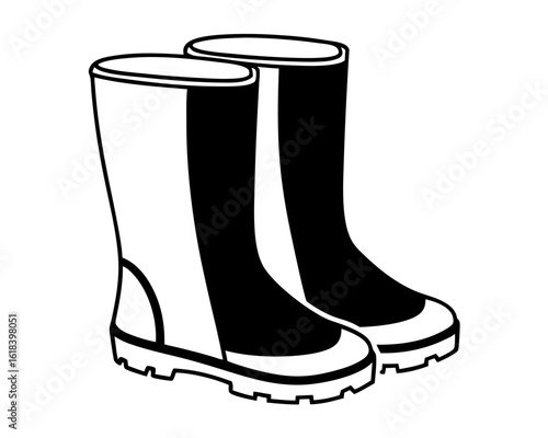 Pair of tall rubber boots in a simple silhouette