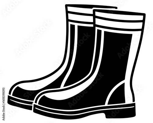 Pair of tall rubber boots silhouette