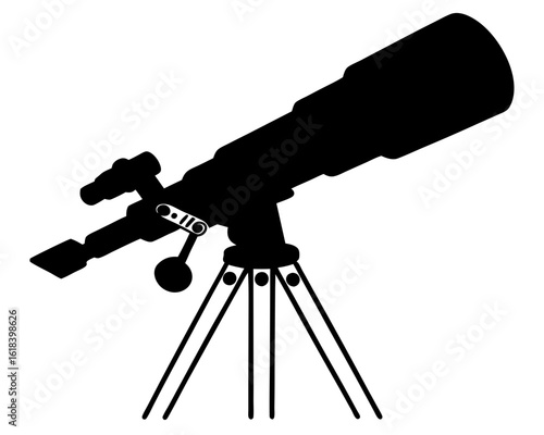 Telescope on a tripod silhouette for stargazing and astronomy