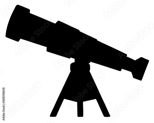Telescope on a tripod silhouette for stargazing