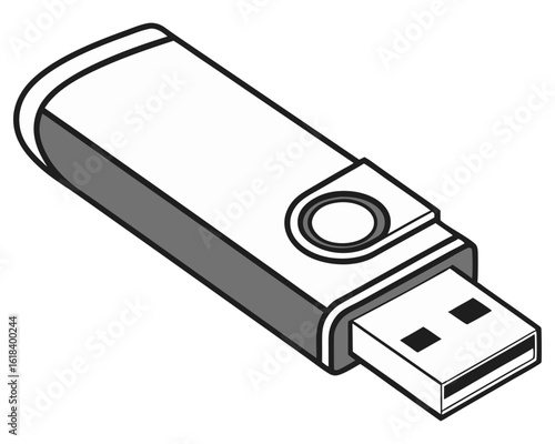 Simple usb flash drive in a clean line art silhouette