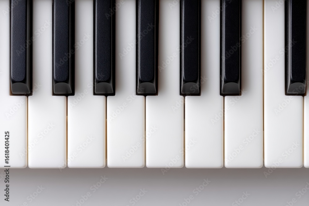 Close-Up View of Piano Keys in Black and White on a Soft Gray Background for Musical Inspirations Close-Up View of Piano Keys in Black and White on a Soft Gray Background for Musical Inspirations