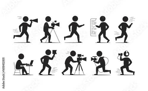 Film Production Icons Vector Line Art