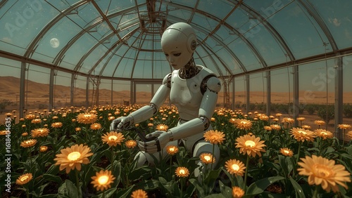 robot in thr garden