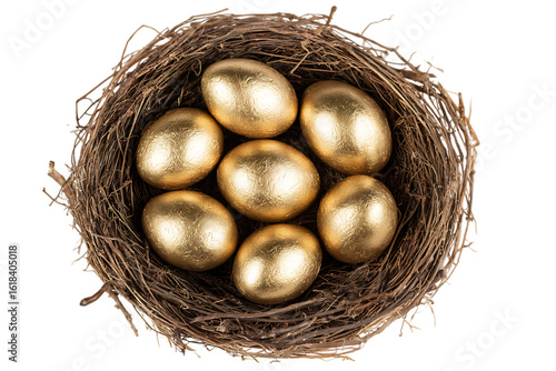 Wallpaper Mural Golden eggs in a bird's nest. Wealth, prosperity, financial security concept. Torontodigital.ca