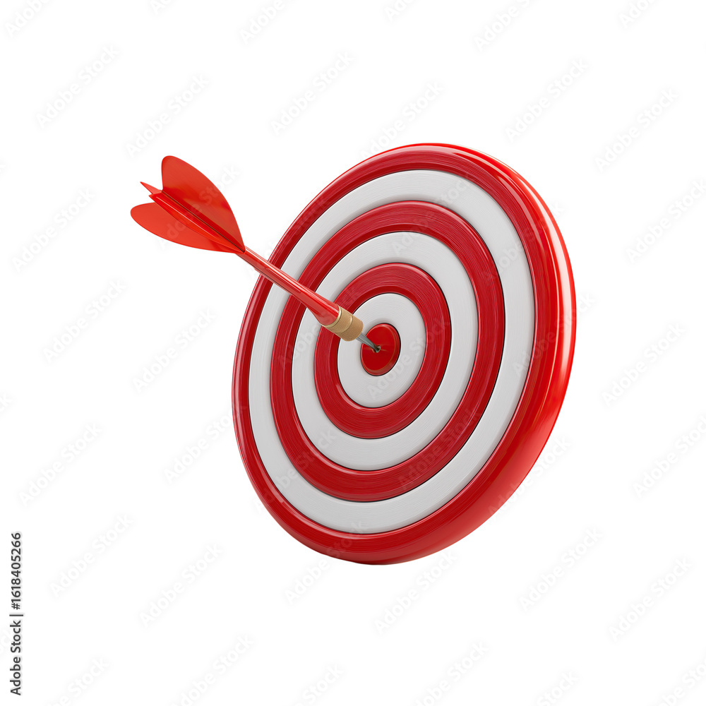 Red Dart Hitting Bullseye on Target – Accuracy and Goal Concept, Isolated on Transparent Red Dart Hitting Bullseye on Target – Accuracy and Goal Concept, Isolated on Transparent