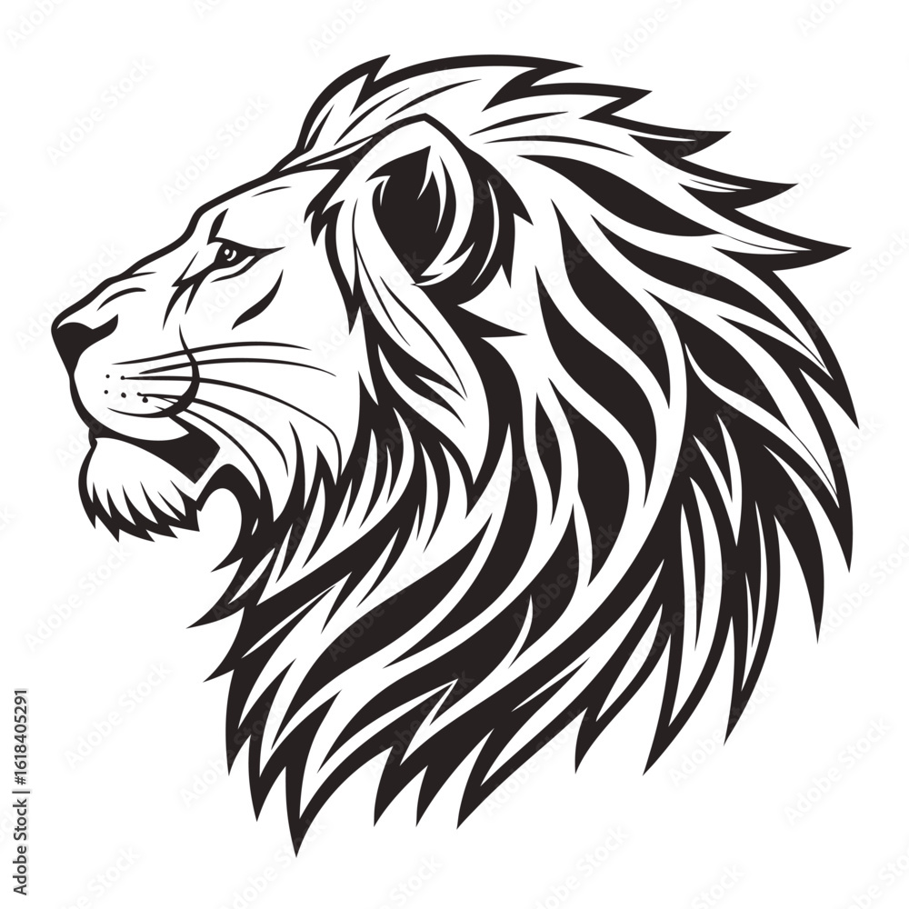 custom made wallpaper toronto digitalLion head silhouette black and white tribal tattoo design strong wild animal king of jungle illustration vector icon symbol