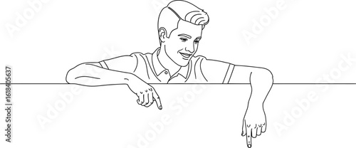 Man leaning over edge vector illustration for graphic design and advertising materials usage
