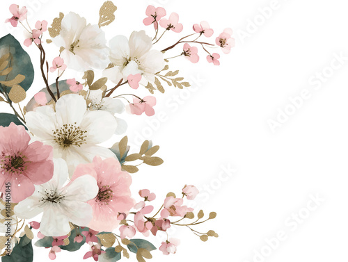 soft white pink cherry blossom floral watercolor border