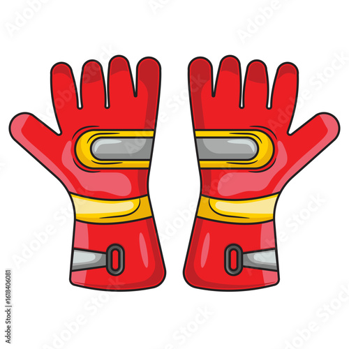 Firefighter Gloves Vector Illustration Protective Safety Gear for Fire Rescue