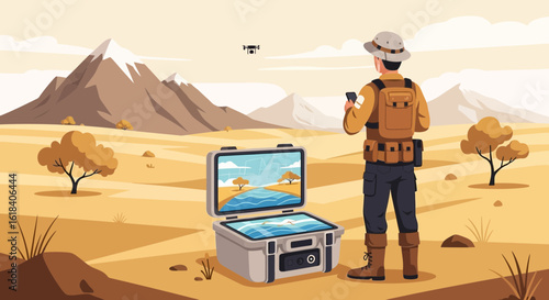 Drone Mapping Adventure Exploring Wilderness With Advanced Navigation Technology