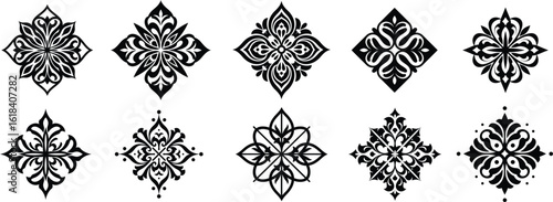 Ten Ornamental Floral Designs A Symphony of Symmetry and Elegance for Creative Projects and Artistic Inspiration