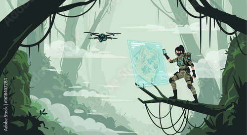 Jungle Explorer Uses Drone And Digital Map For Surveillance