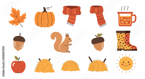 Cozy Autumn Elements - Isolated Vector Collection