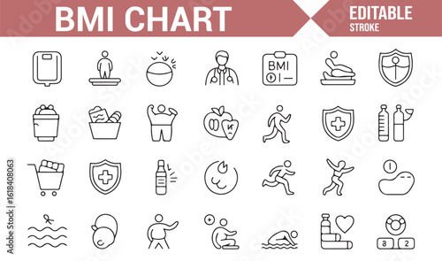 Body Mass Index Icons for Health and Fitness Evaluation