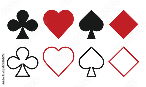 suit deck of playing cards. hearts diamonds clubs spades symbol.