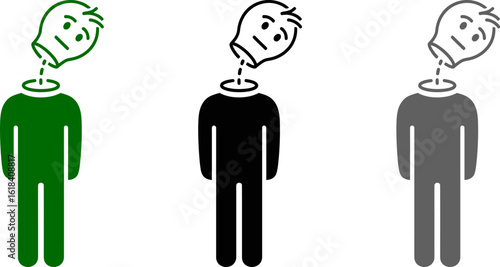 Headless man vector illustration concept for mental health issues and identity crisis design 95