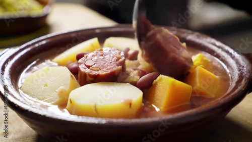 Loco traditional argentino. Es una comida caliente, nutritive, con proteínas. Ideal para épocas de frío. Locro con porotos, maíz, zapallo, cebolla, embutidos, chorizos Colorado's.