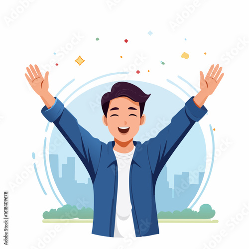 happy businessman celebrating