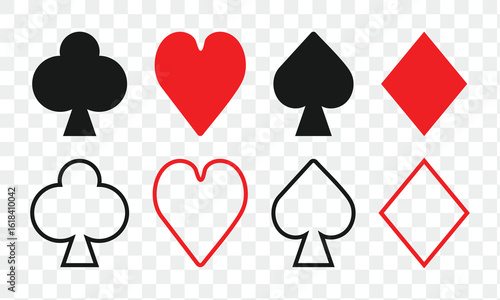 suit deck of playing cards. hearts diamonds clubs spades symbol.