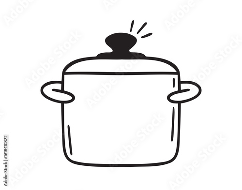 cooking pot icon doodle hand drawn. Outline drawing cooking pot line clipart symbol