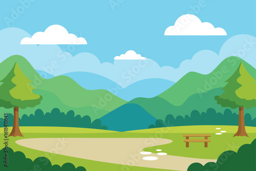 landscape with mountains and trees