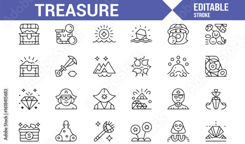 Treasure and Riches Icon Set for Representing Fortune and Wealth