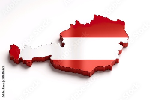 Austria Map with Flag Colors – Clean 3D map