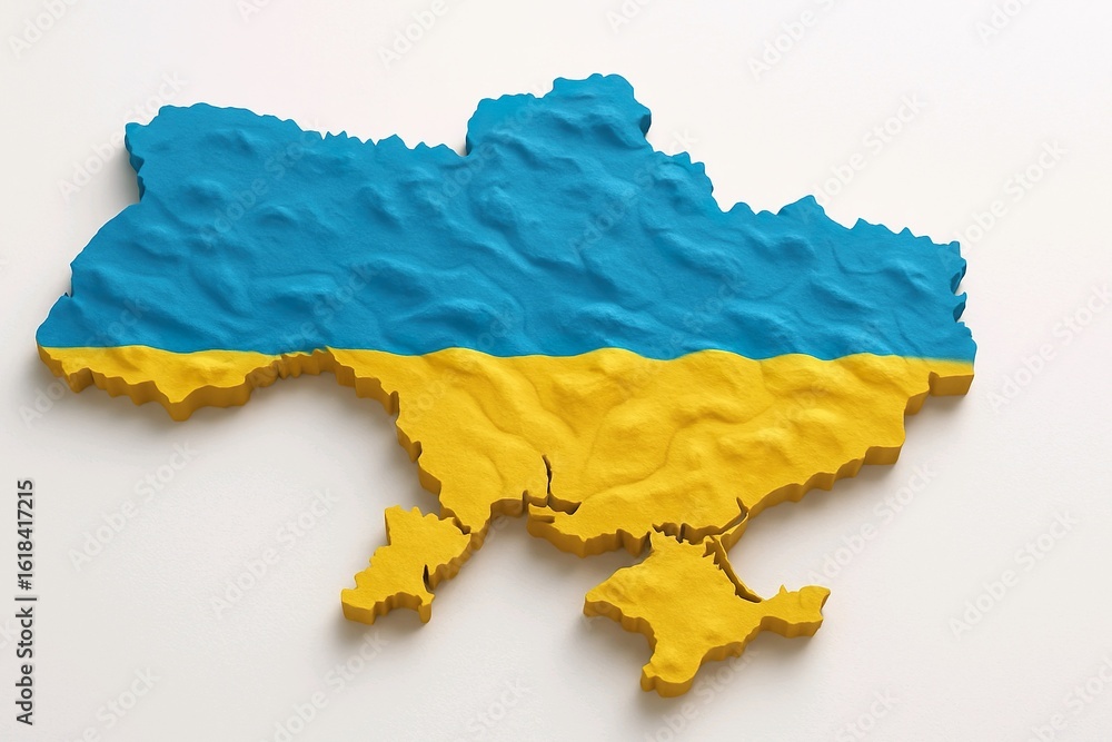 Obraz premium Ukraine Map with National Colors – 3D Flat Render