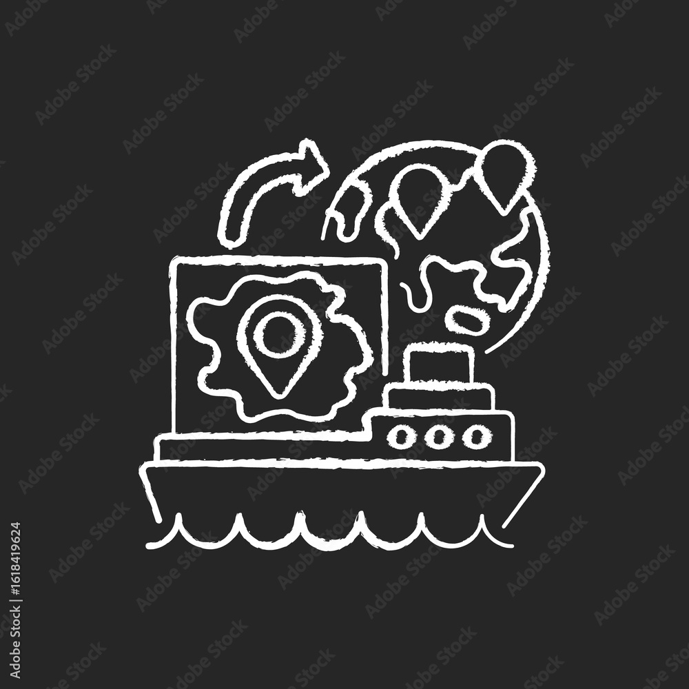 Fototapeta premium Entrepreneurship chalk white icons set on black background