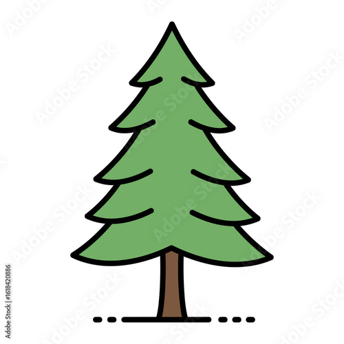 Outline icon of a pine tree or fir tree, in black and white minimalist forest style.