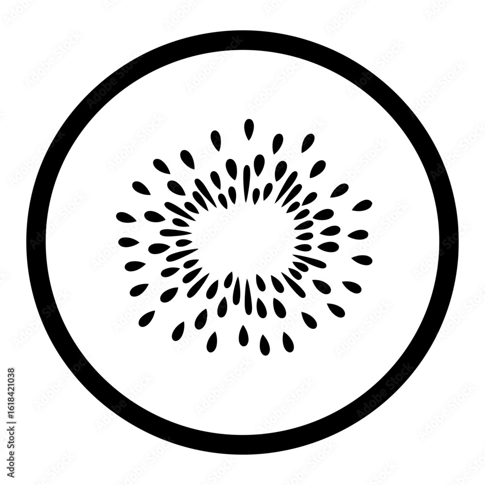 Kiwi Slice Icon – Simple Black and White outline Fruit Illustration Kiwi Slice Icon – Simple Black and White outline Fruit Illustration