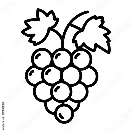 Outline Grape Icon in Minimal Line Style