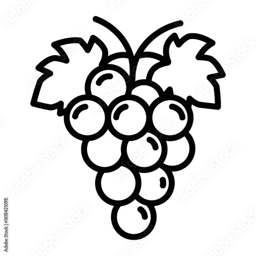 Outline Grape Icon in Minimal Line Style