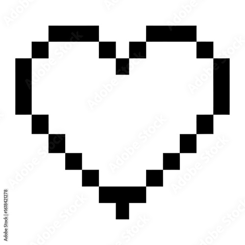 A pixel art heart symbol Icon Minimalist Design
