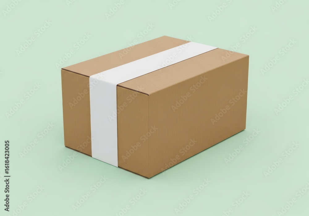 Fototapeta premium Empty cardboard box mockup on mint green background