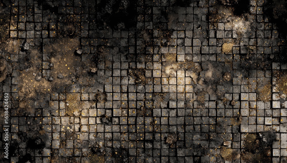 Obraz premium Damaged tiled floor