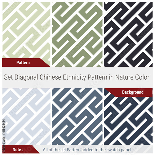 Set Diagonal Chinese Ethnicity Pattern in Nature Color