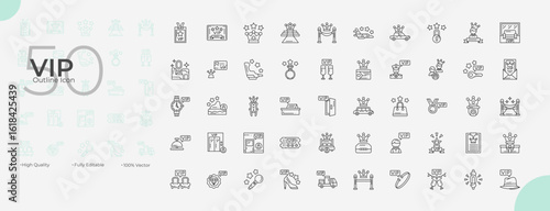 VIP Line Editable Icons set. Vector illustration in modern thin line style of VIP icons: exclusive, star, quality, etc