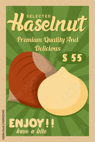 Hazelnut Vintage Poster Template Retro Design Concept
