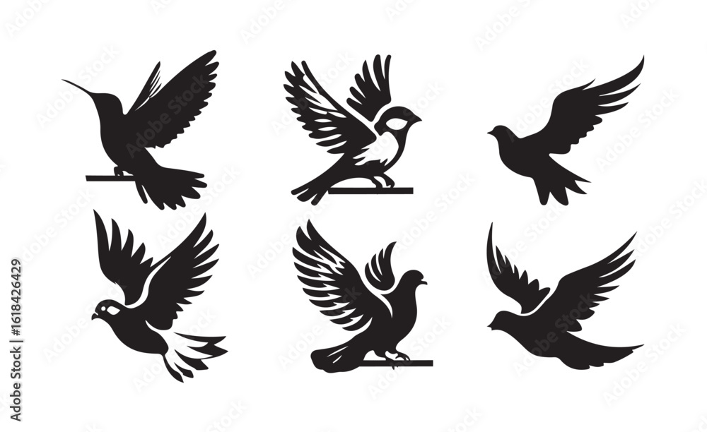 Obraz premium bird silhouette icon, Vector elements for designfly sign collection, nature symbol, flat style on a white background. Vector illustration eps 10.