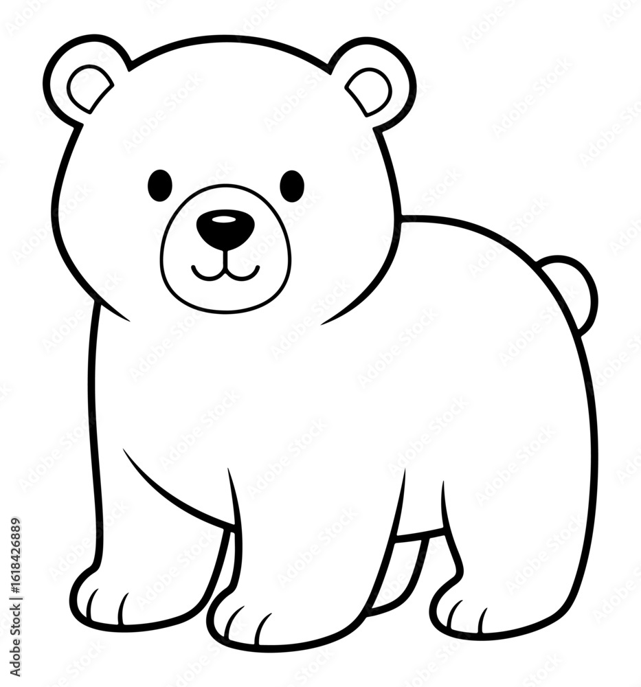 Naklejka premium Cartoon Illustration of a Simple Black and White Bear Standing