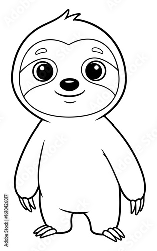 Adorable Cartoon Sloth Outline