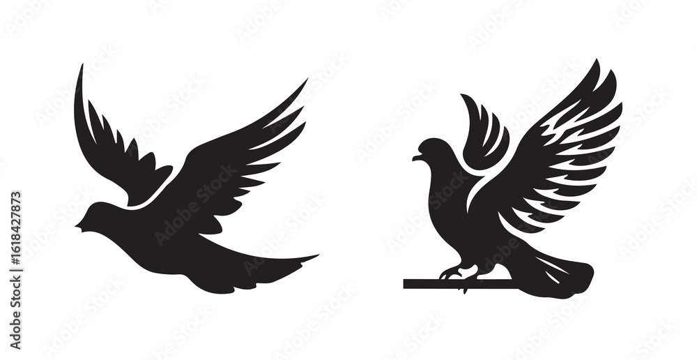 Obraz premium Simple black Birds icon, birds icon silhouette vector illustration eps 10.