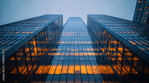 Wallpaper Mural Modern Glass Buildings Reflecting Twilight City Lights in an Urban Skyline Torontodigital.ca