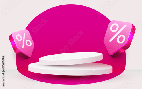 Sale banner. Podium scene background. Product presentation, mock up. Vector illustration